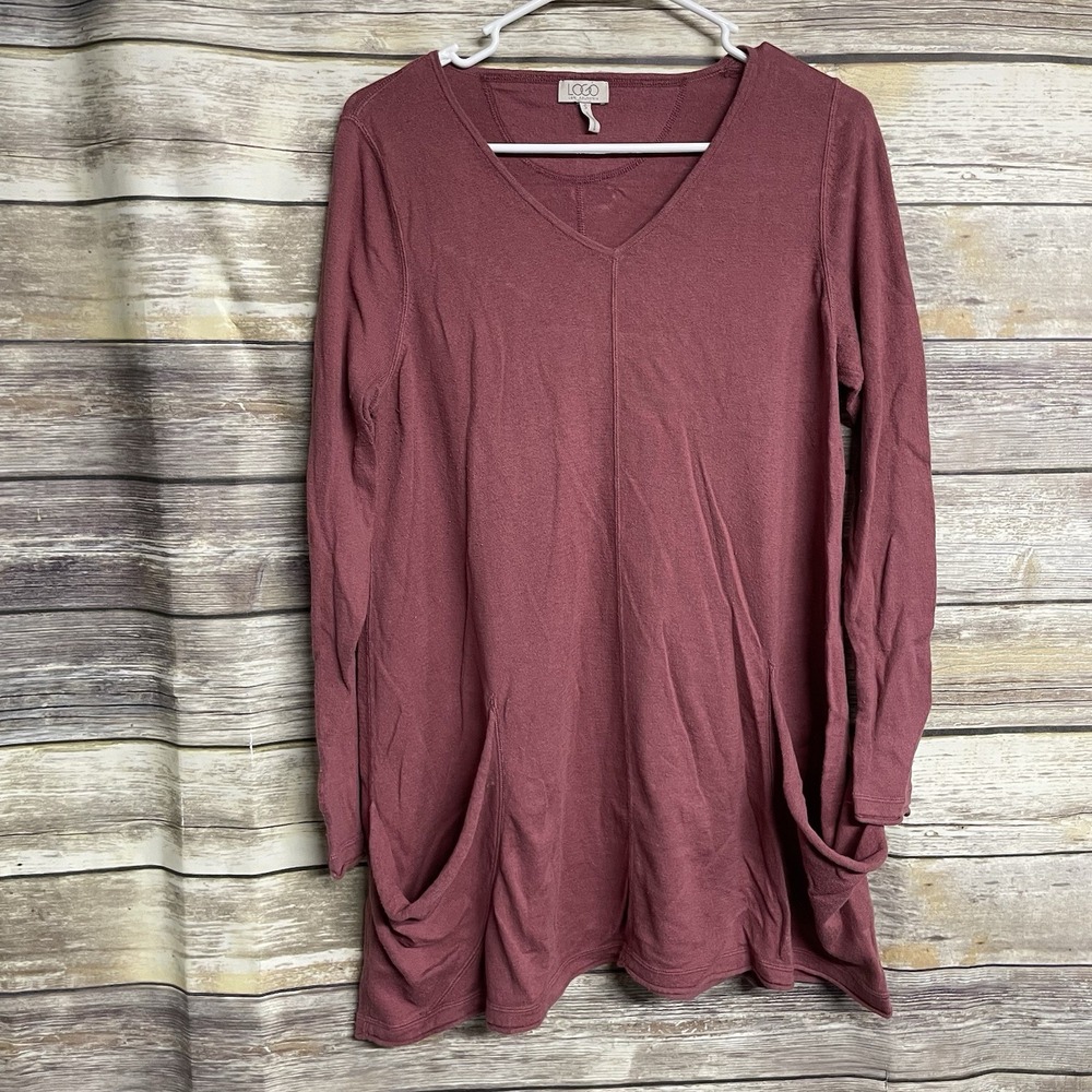 LOGO by Lori Goldstein Women's Small Long Sleeve Top Oversized Cashmere Blend‎